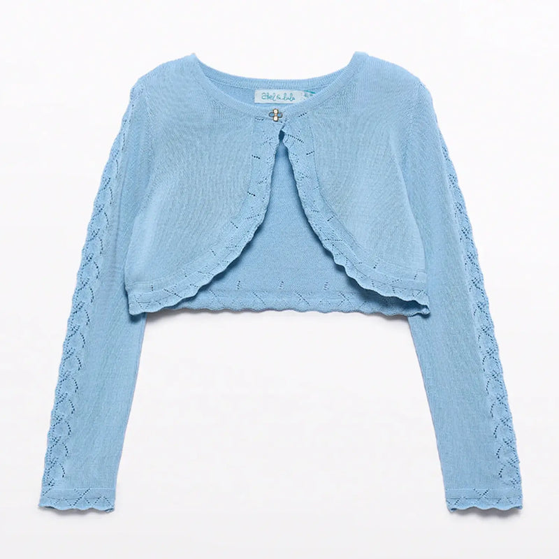 Abel and Lula sky blue knitted bolero cardigan - 05304.