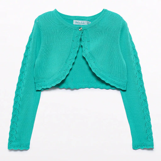 Abel and Lula girl's jade knitted bolero cardigan - 05304.