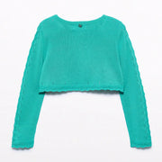 Rear view of the Abel and Lula knitted bolero cardigan.