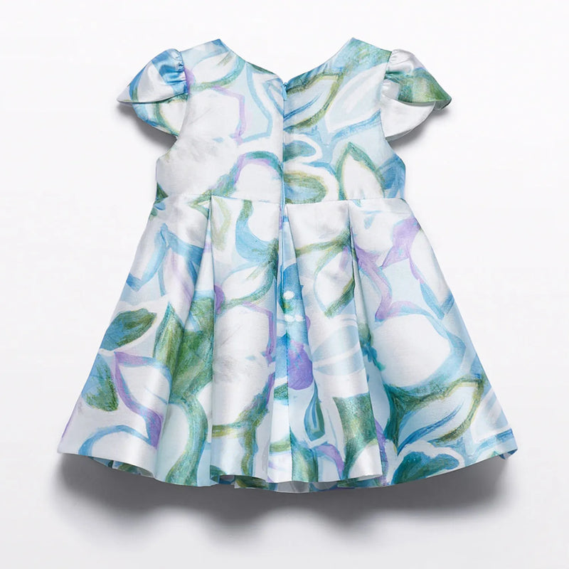 Rear view of the Abel and Lula mikado dress.