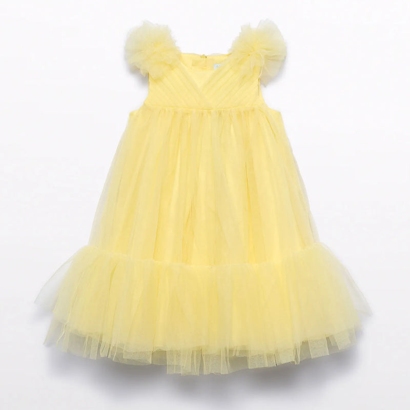 Abel and Lula girl's yellow tulle dress - 05039.