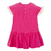 Rear view of the Agatha Ruiz de la Prada pink camera dress.