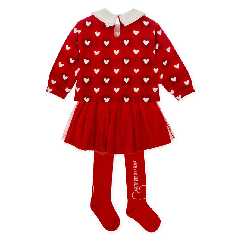 Rear view of the Agatha Ruiz de la Prada checkerboard skirt set.