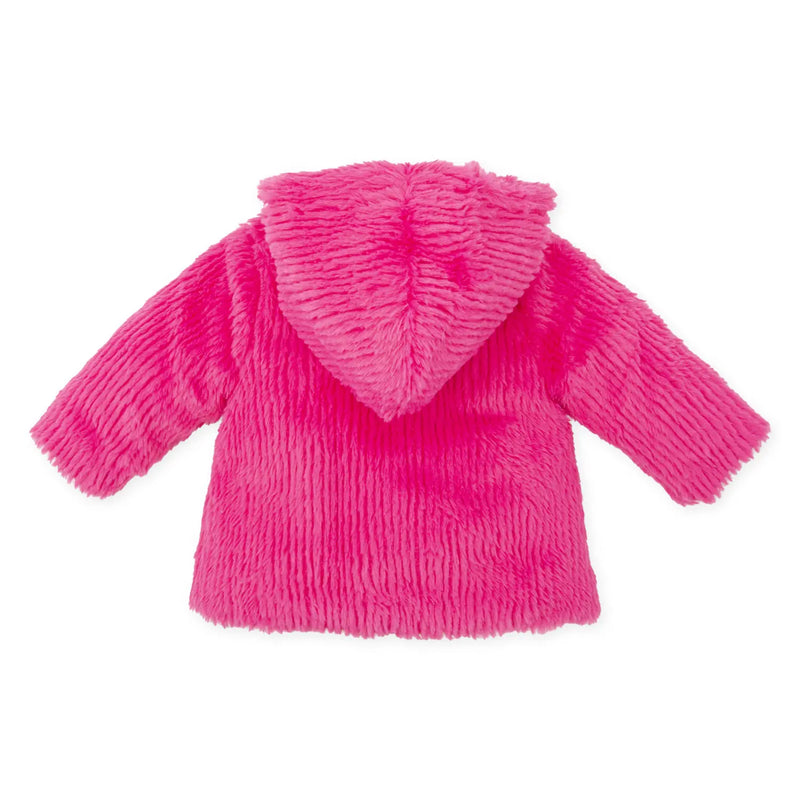 Back of the Agatha Ruiz de la Prada pink faux fur coat.