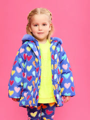Girl wearing the Agatha Ruiz de la Prada heart print coat.