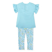 Back of the Agatha Ruiz de la Prada blue margarita leggings set.