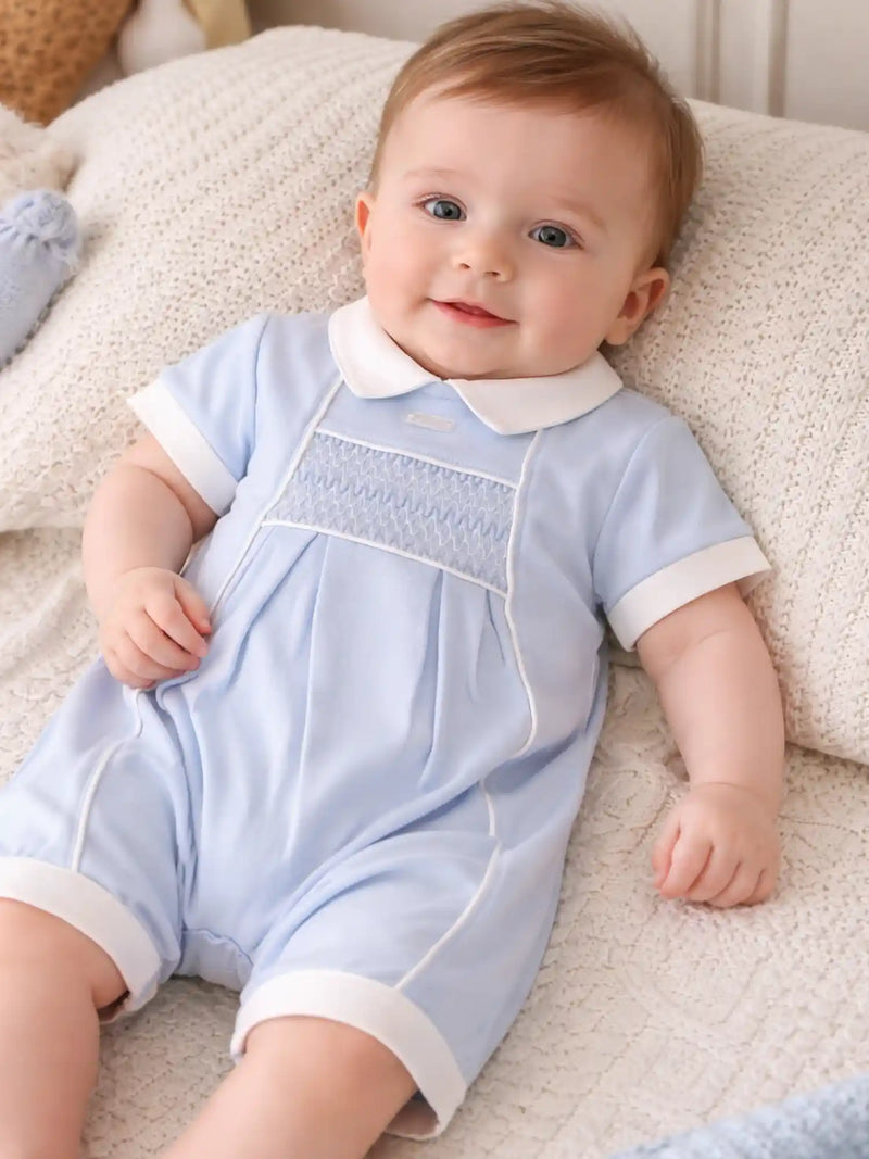 Amore Smocked Romper - Blue