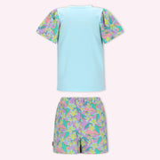 Back of the B.Nosy blue printed skort set.