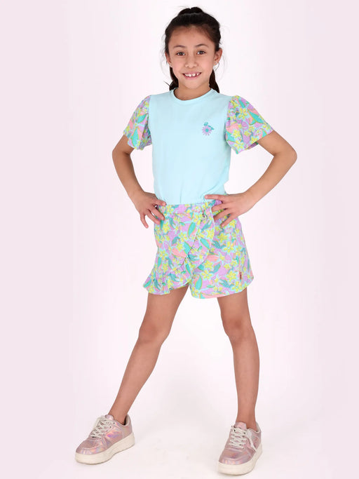 Girl wearing the B.Nosy printed skort set.
