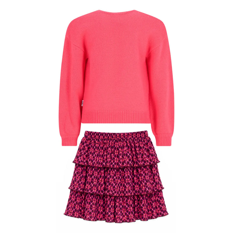 Rear view of the B.Nosy girl's rua skirt set.