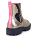 Billieblush ankle boots with neon pink strap on the back.