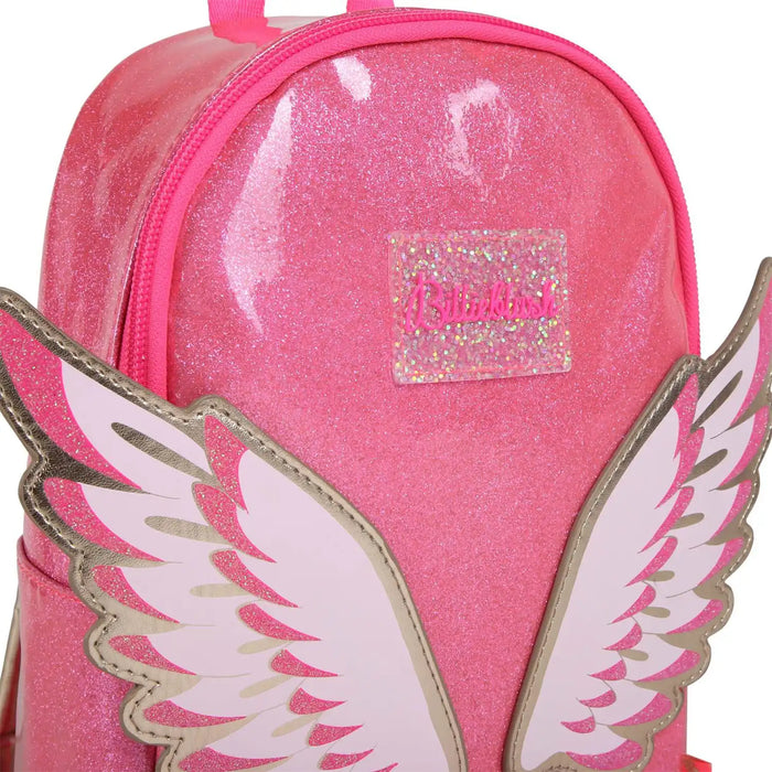 Billieblush pink backpack with pink glitter finish.