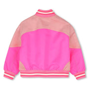 Back of the Billieblush fluorescent pink bomber jacket.