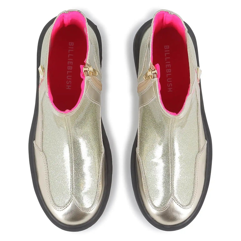 Billieblush gold glitter boots with pink inner lining.