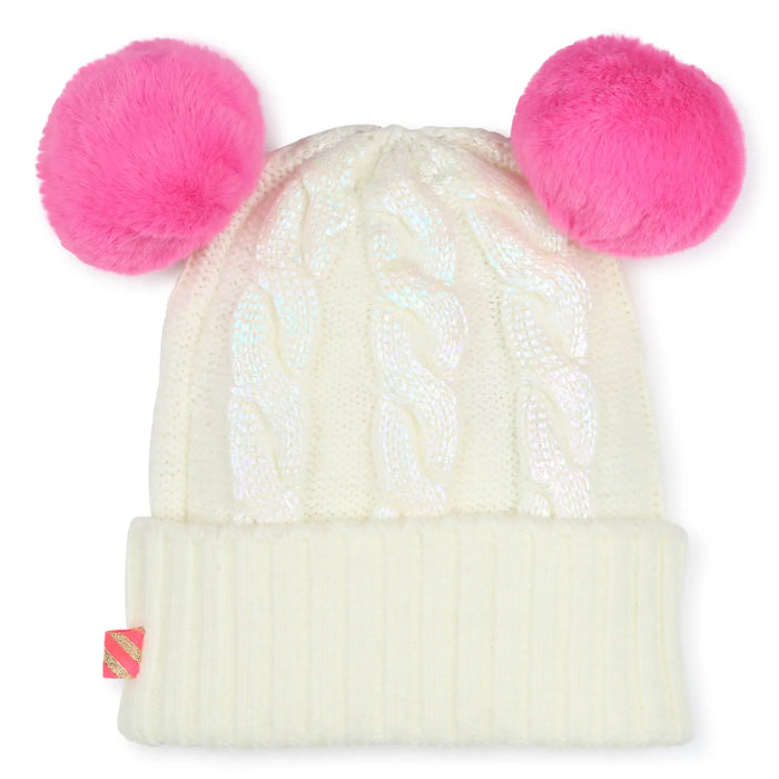 Back of the Billieblush cable knit hat.