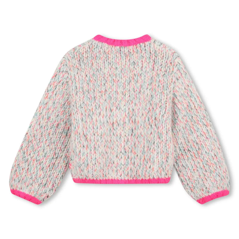Rear view of the Billieblush chunky knit cardigan.