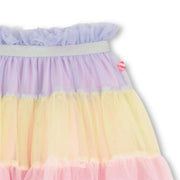 Closer look at the Billieblush colourblock tulle skirt showing detail of the tiered design.