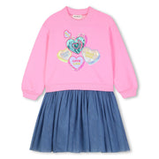 Billieblush girl's pink combined dress - u22350.