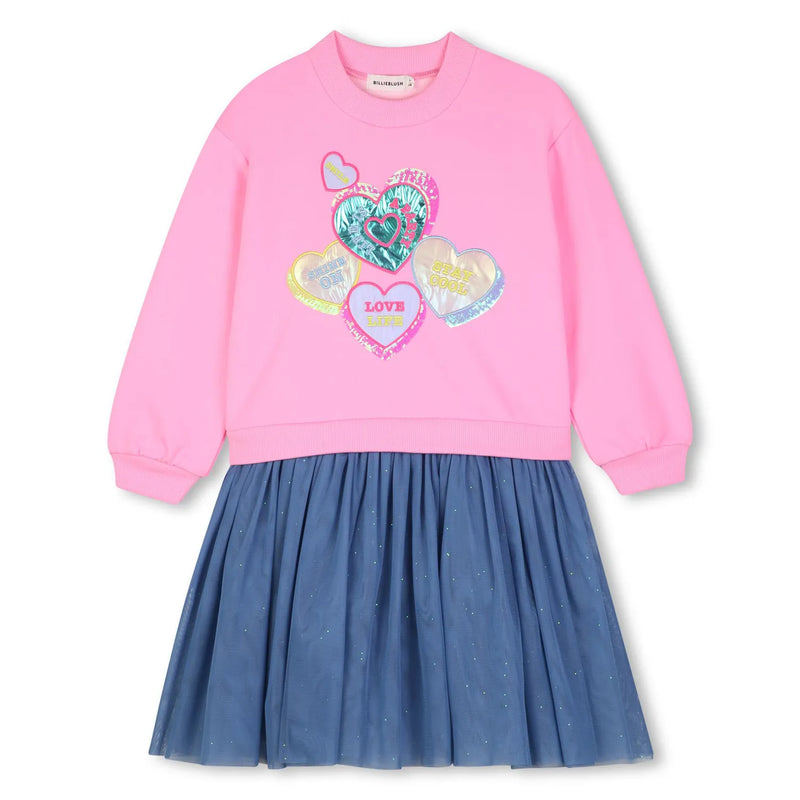 Billieblush girl's pink combined dress - u22350.