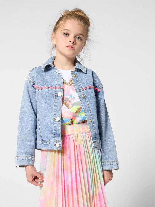 Girl wearing the Billieblush denim jacket.