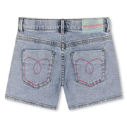 Back of the Billieblush girl's denim shorts.