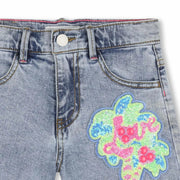 Closer look at the Billieblush denim shorts.