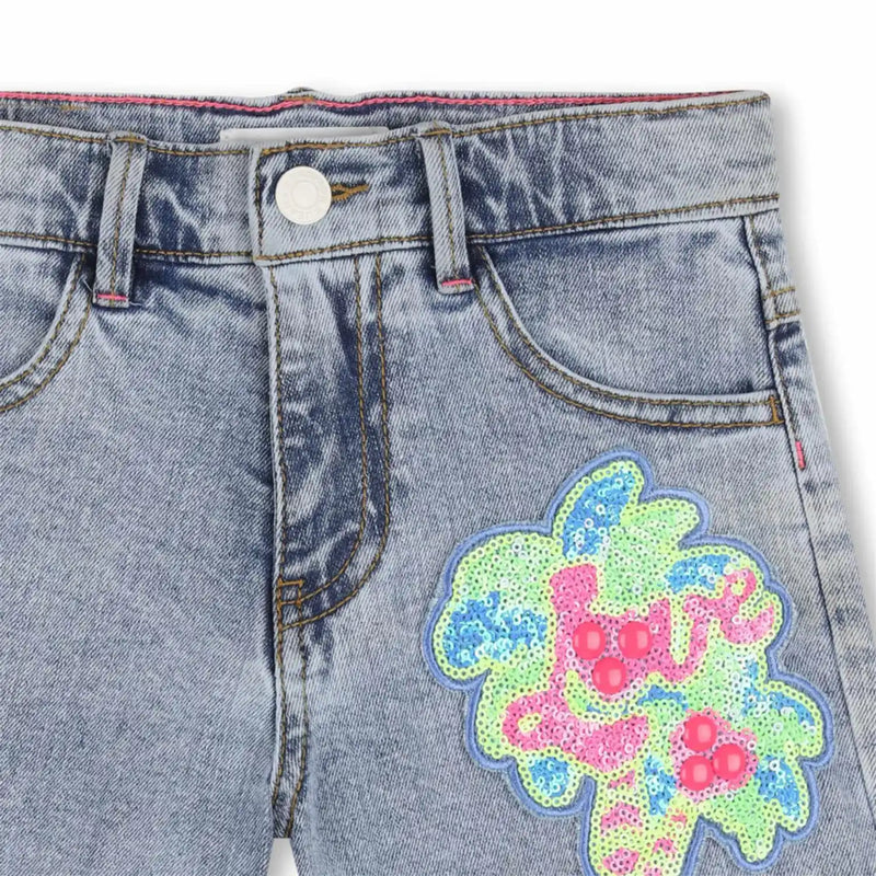 Closer look at the Billieblush denim shorts.