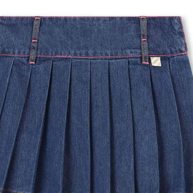 Billieblush denim skirt with bright pink stitching.