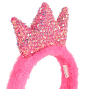 Billieblush ear muffs with sequin crown on top.