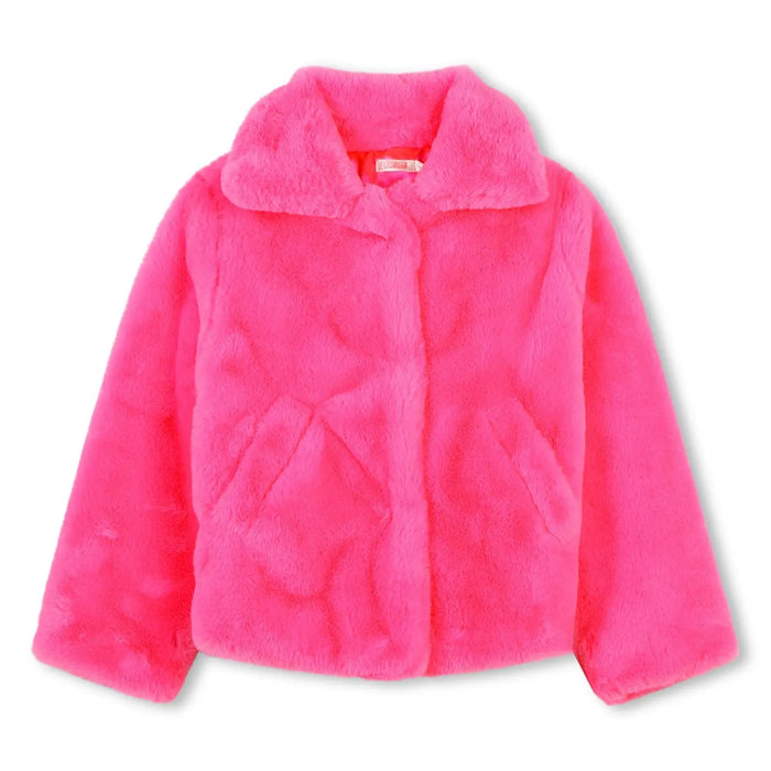 Billieblush pink faux fur coat - u20436.