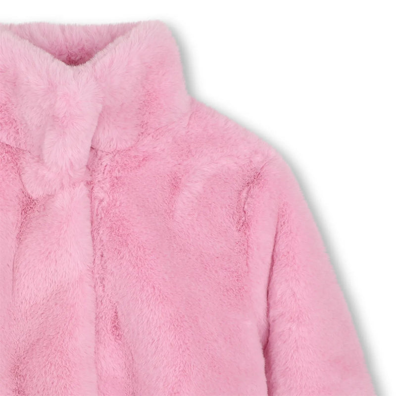 Closer view of the Billieblush faux fur jacket.