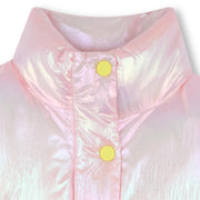 Closer look at the Billieblush padded gilet showing detail of the pearlescent finish