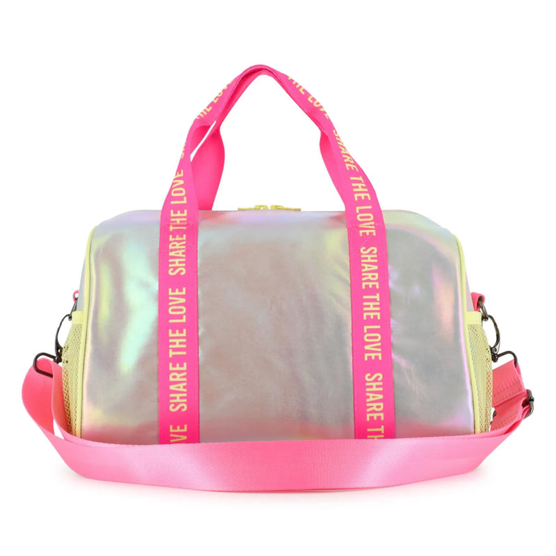 Back of the Billieblush girl's gym bag.