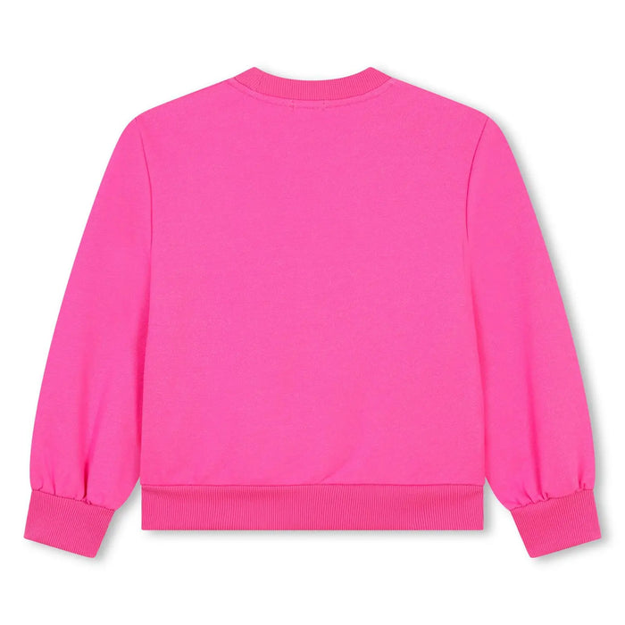 Back of the Billieblush pink heart logo sweatshirt.
