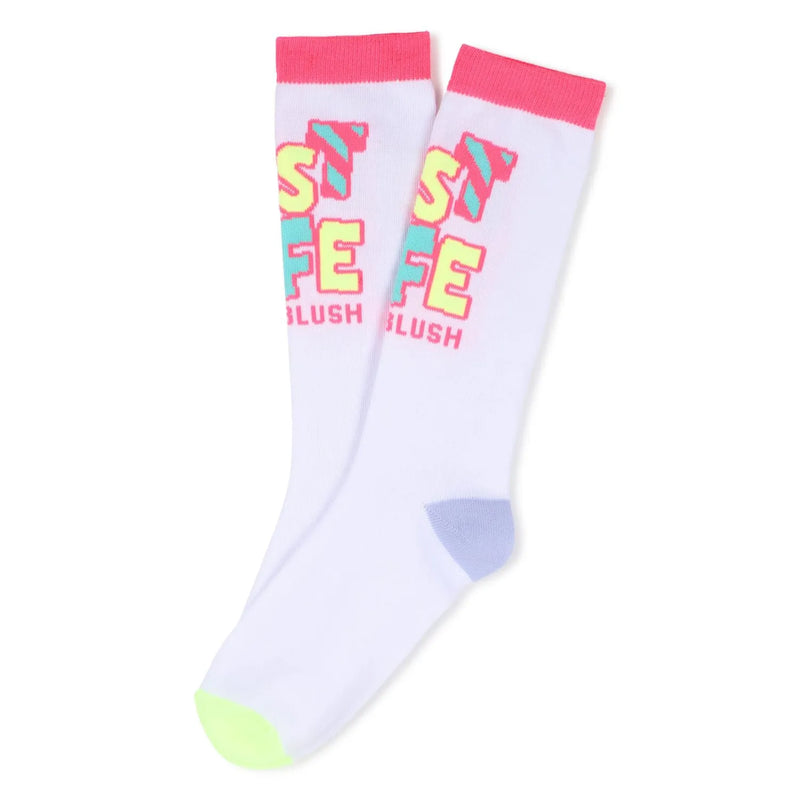 Rear view of the Billieblush ''best life' socks.
