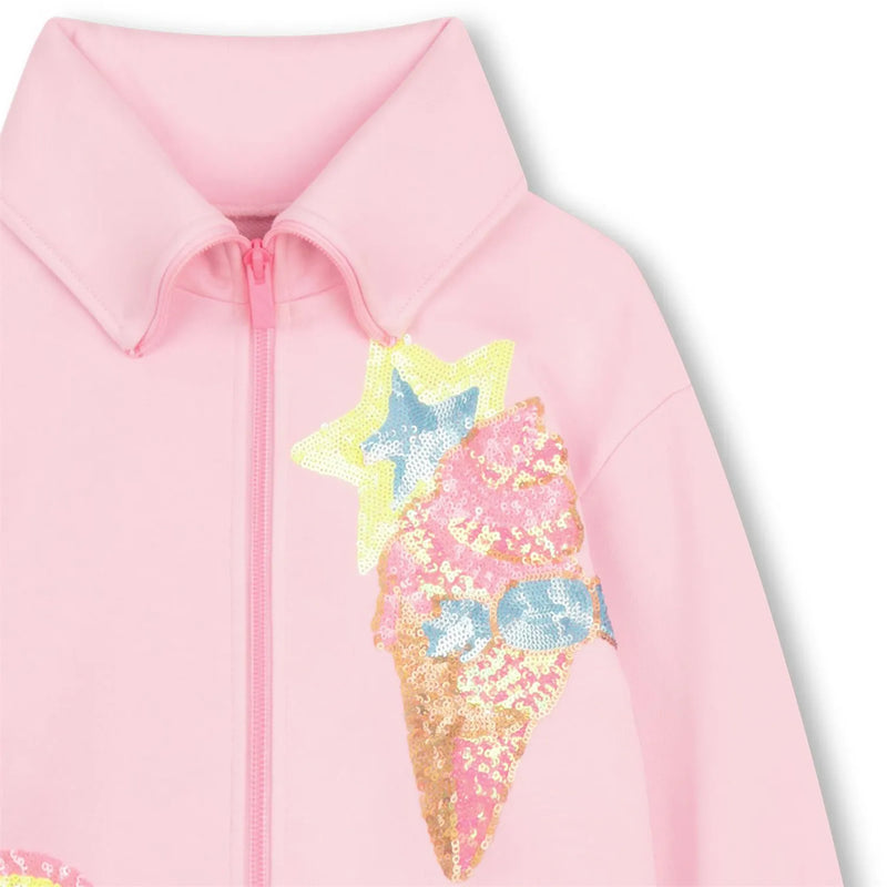 Closer view of the Billieblush sequin sweatshirt.