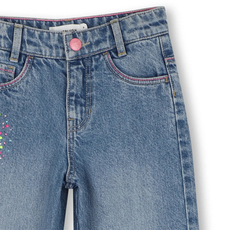 Billieblush jeans with pink button fastener.