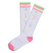 Back of the Billieblush white logo socks.