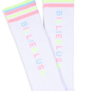 Closer view of the Billieblush logo socks.