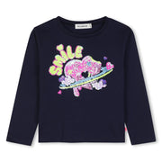 Billieblush girl's navy long sleeve t-shirt - u22372.