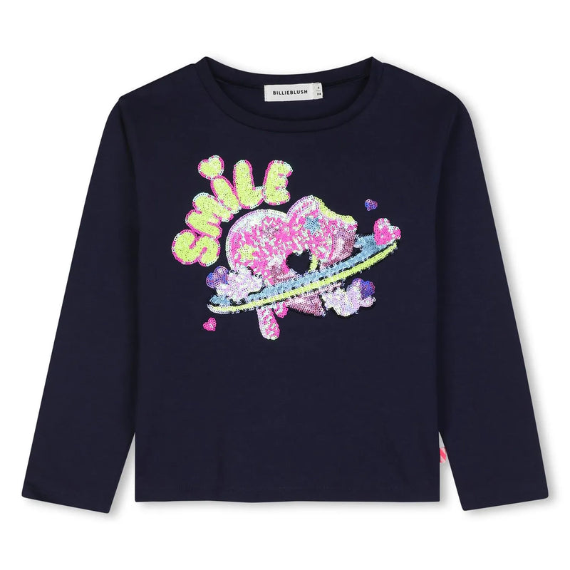 Billieblush girl's navy long sleeve t-shirt - u22372.
