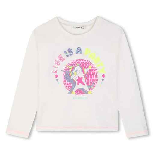 Billieblush girl's ivory long sleeve t-shirt - u22382.