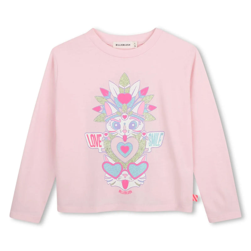 Billieblush girl's pink long sleeve t-shirt - u22383.