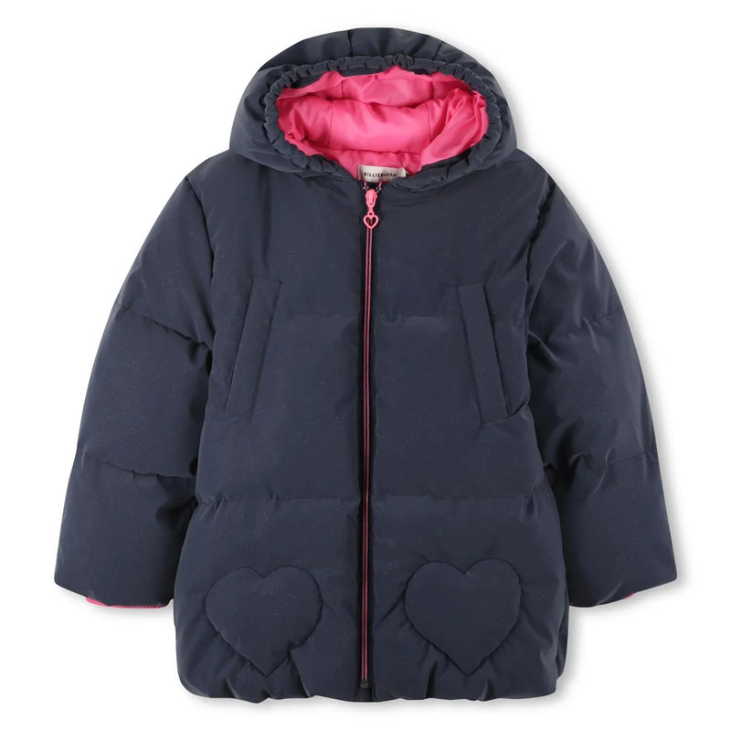 Billieblush girl's navy padded jacket - u21597.