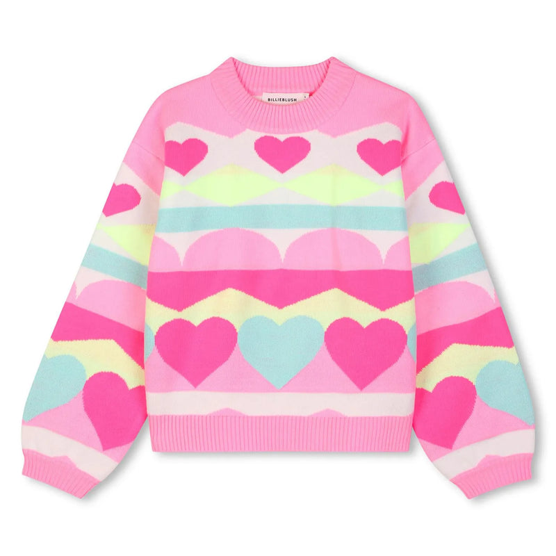Billieblush pink heart jumper - u22474.