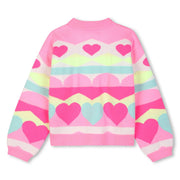 Back of the Billieblush girl's pink heart jumper.