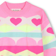 Closer view of the Billieblush pink heart jumper.
