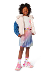 Smiling Girl modelling the Billieblush glitter skirt.