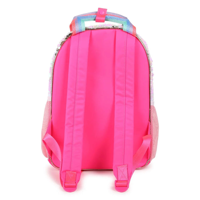 Back of the Billieblush girl's sequin backpack.