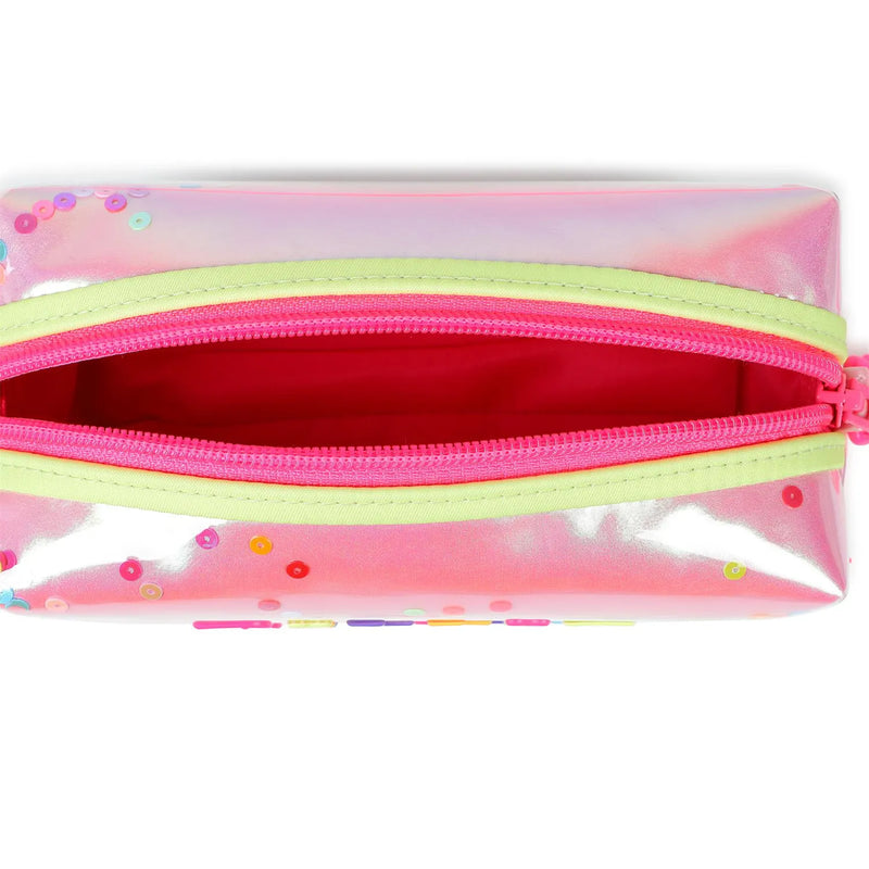 Billieblush sequin bag with dark pink inner lining.